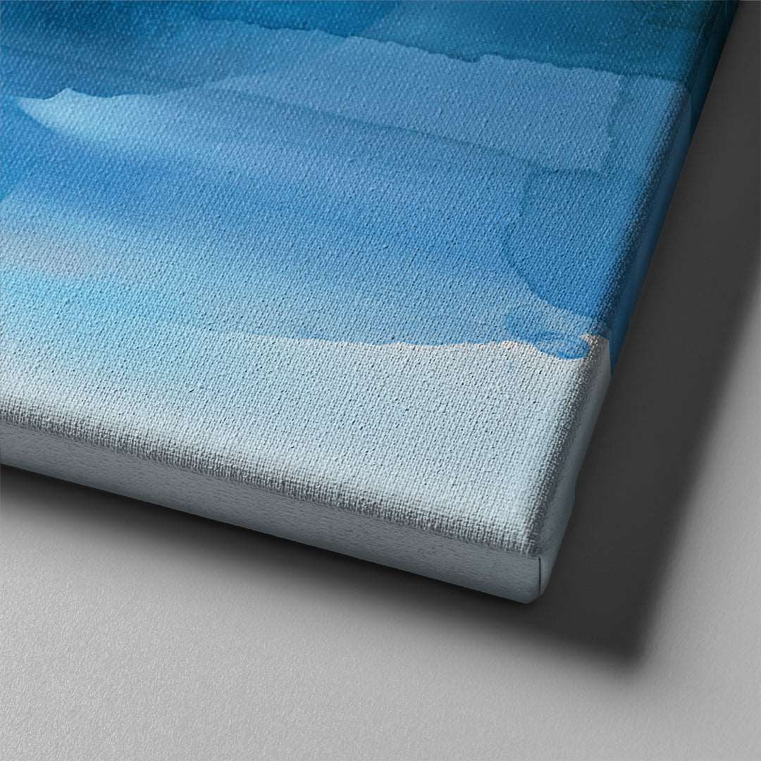 blue abstract flower art on canvas