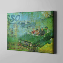 Load image into Gallery viewer, green convertible retro art on canvas
