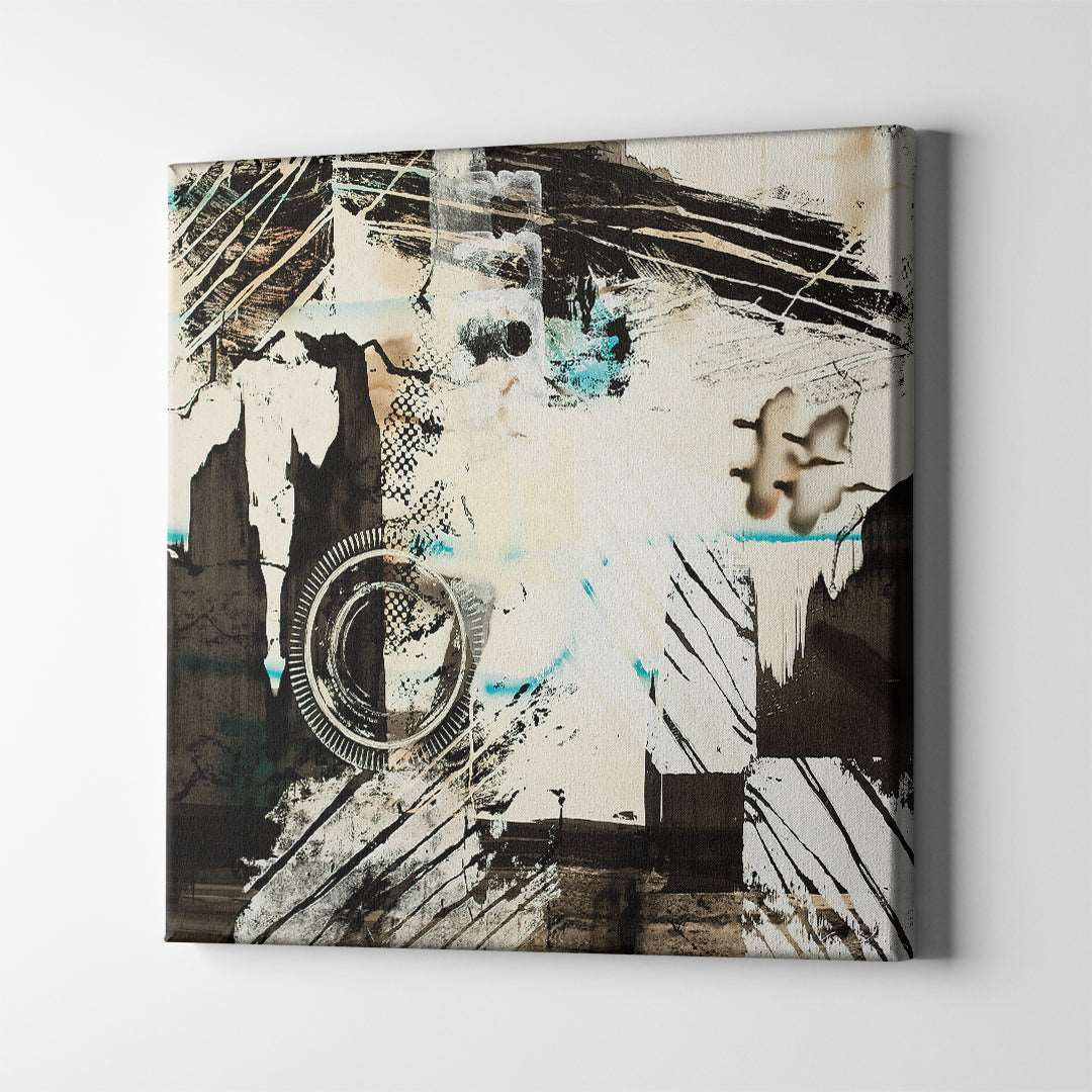 white and black modern abstract art on canvas