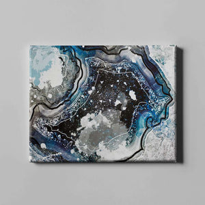 blue white and black abstract gem art on canvas
