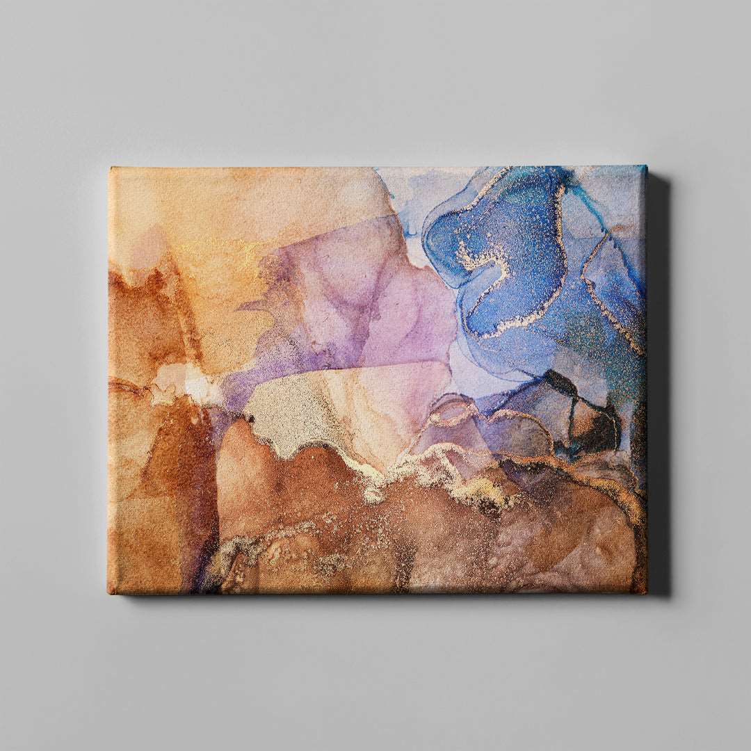 brown and blue modern abstract art on canvas