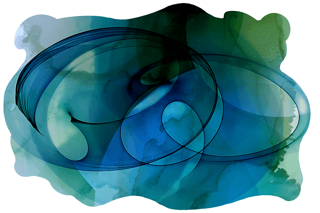 dark green and blue modern abstract on cut acrylic