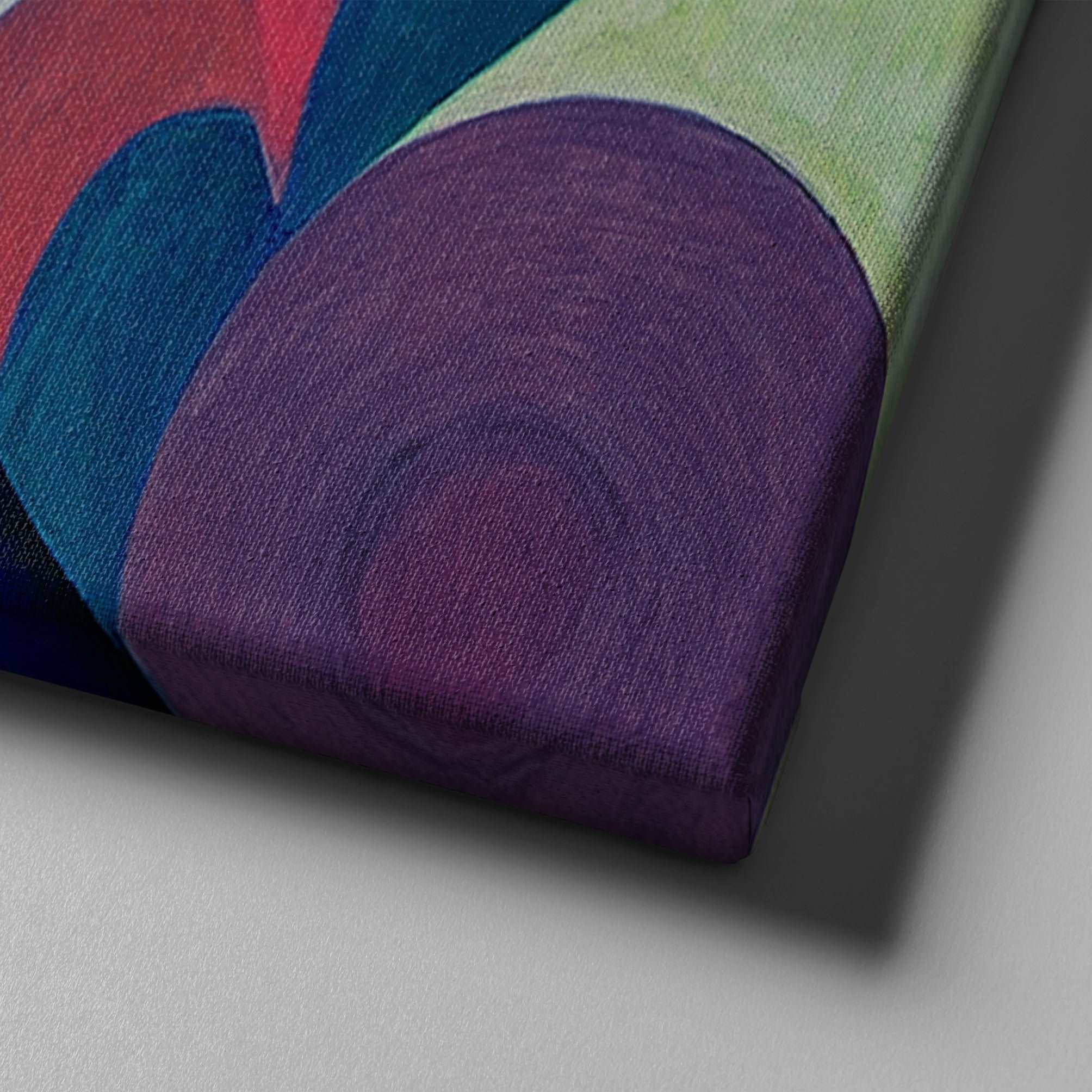 blue yellow and pink abstract art on canvas