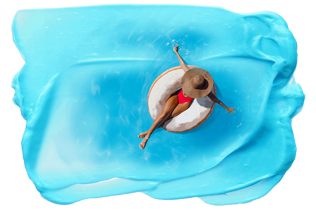 woman on a floaty in the water art on cut acrylic