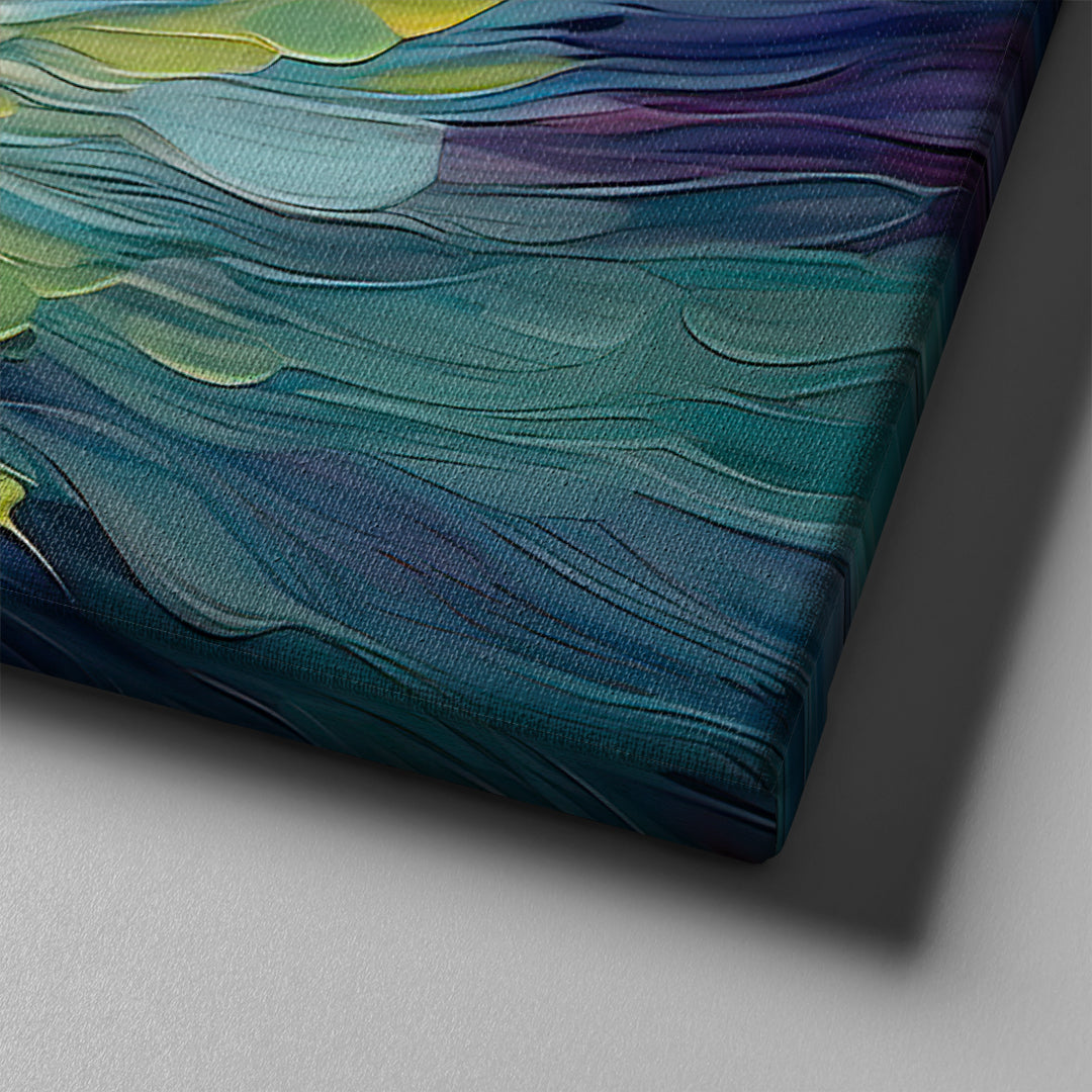 teal and orange painted abstract art on canvas