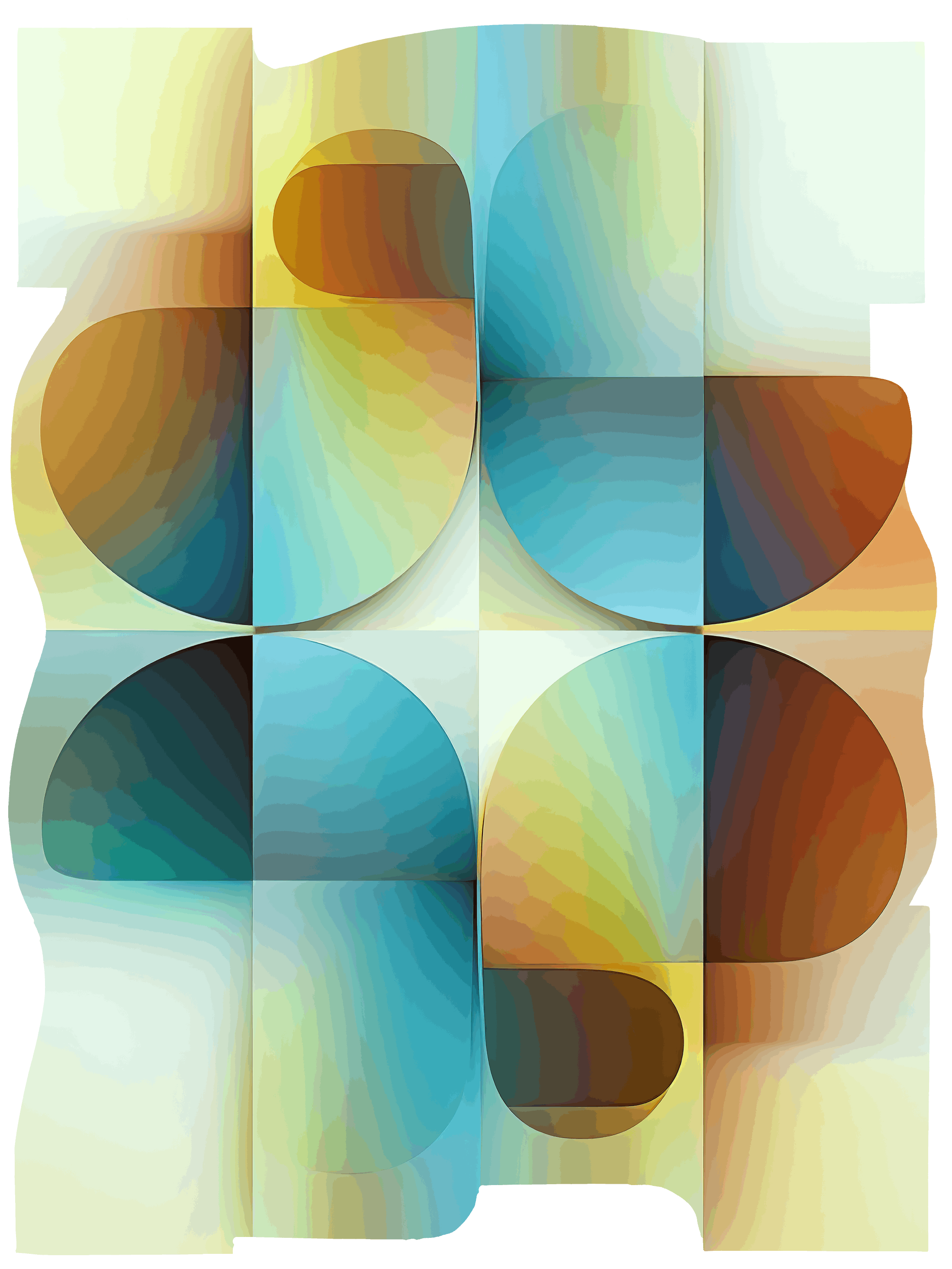 light blue and light green abstract art on cut acrylic