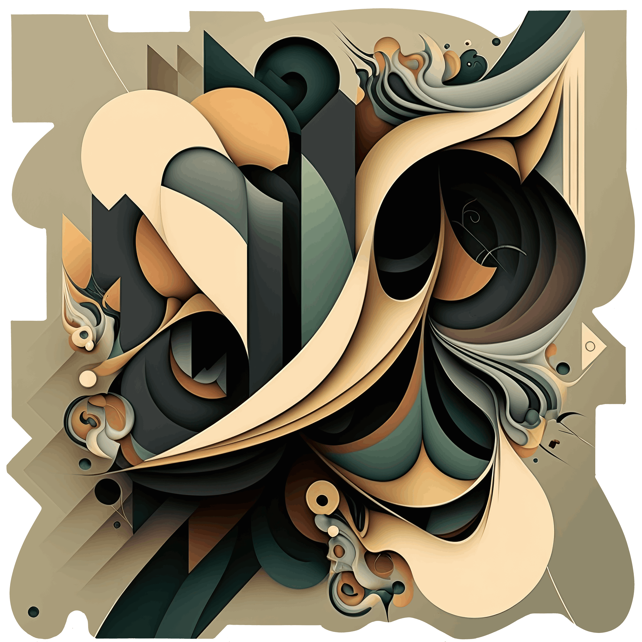 gray beige abstract art on cut acrylic