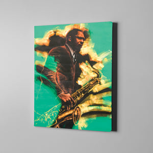 man playing saxophone jazz art on canvas