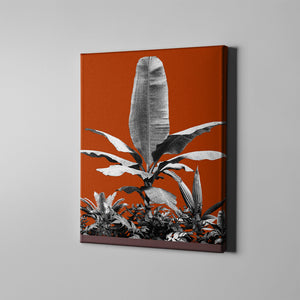 red banana leaf plant nature art on canvas