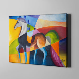 colorful horse pop art on canvas