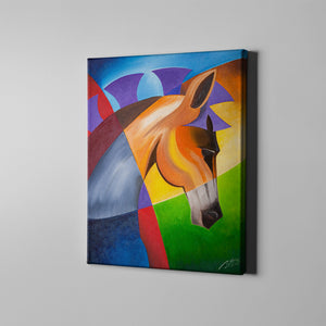 colorful head of horse contemporary art on canvas
