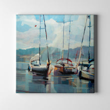 Load image into Gallery viewer, sailboats on the water art on canvas
