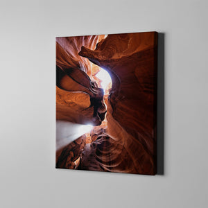 light shining through canyon photo on canvas