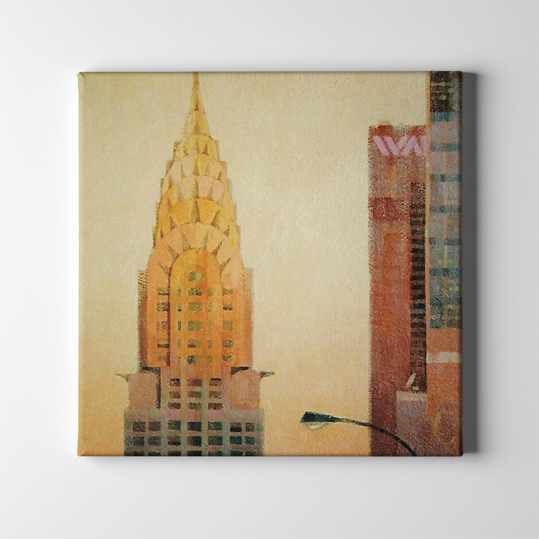 chrysler building art during sunset on canvas