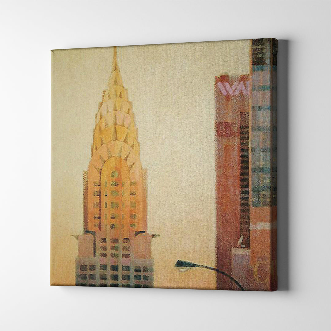chrysler building art during sunset on canvas