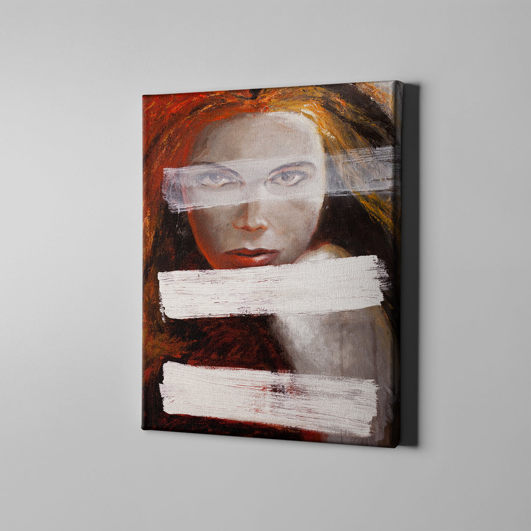 red and orange hair woman figurative art on canvas