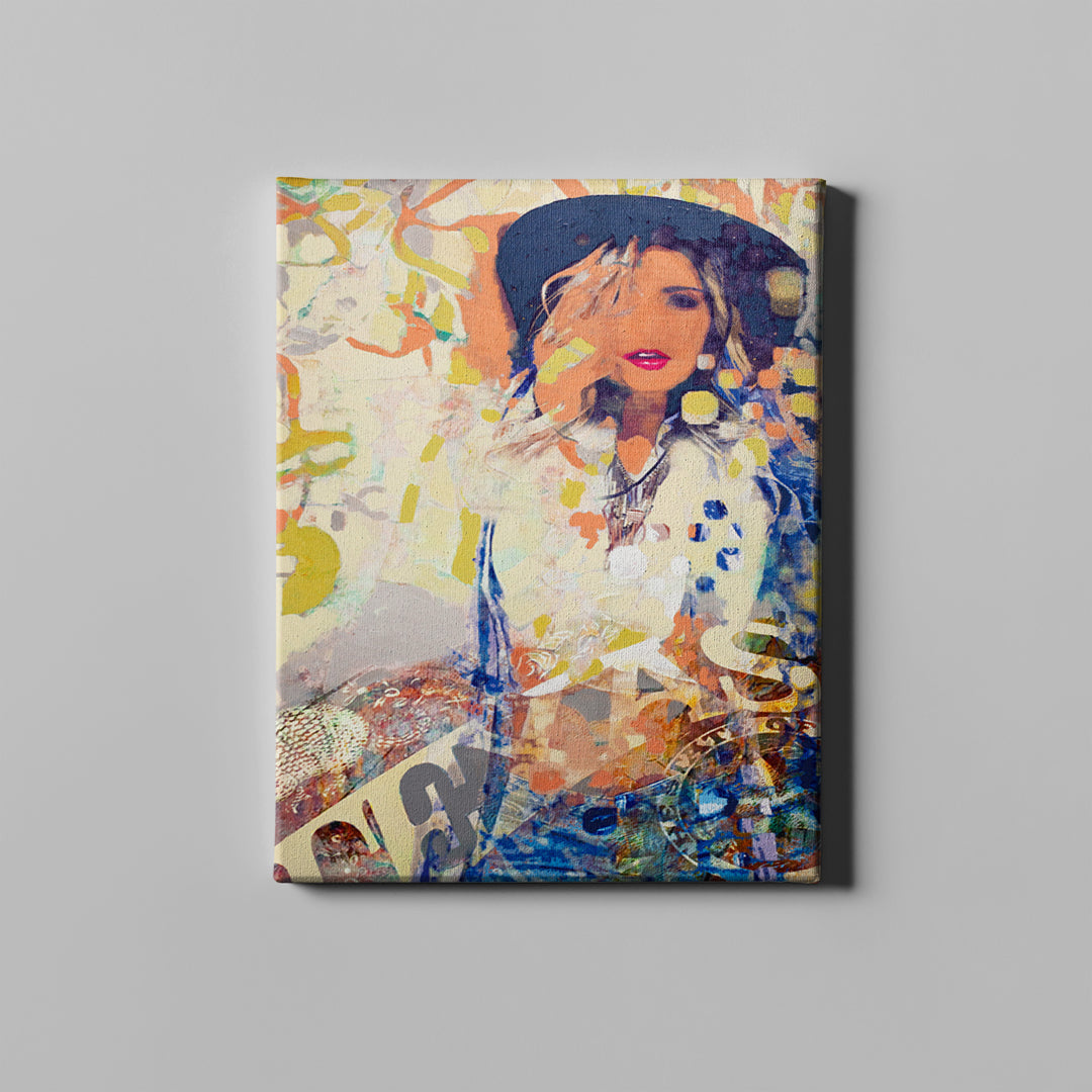 abstract cowgirl art on canvas