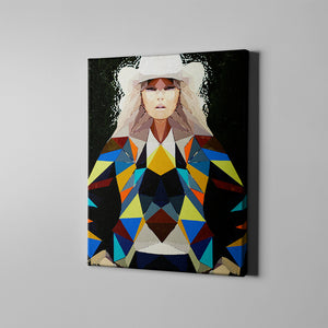 geometric abstract cowgirl art on canvas