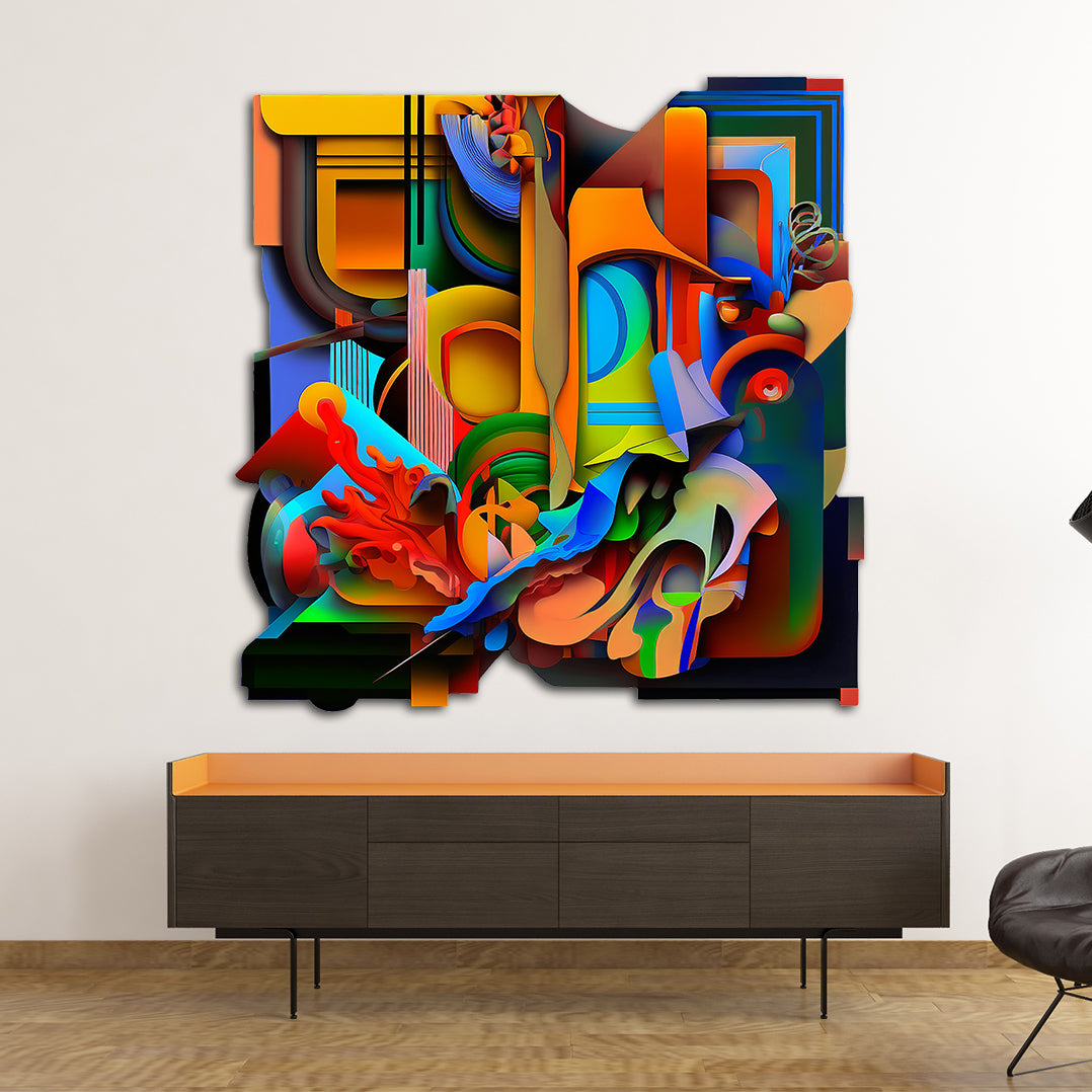 colorful modern abstract art on cut acrylic