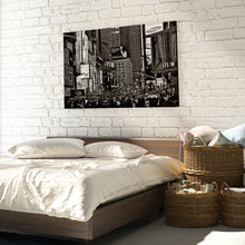 Load image into Gallery viewer, time square black and white photography art on canvas
