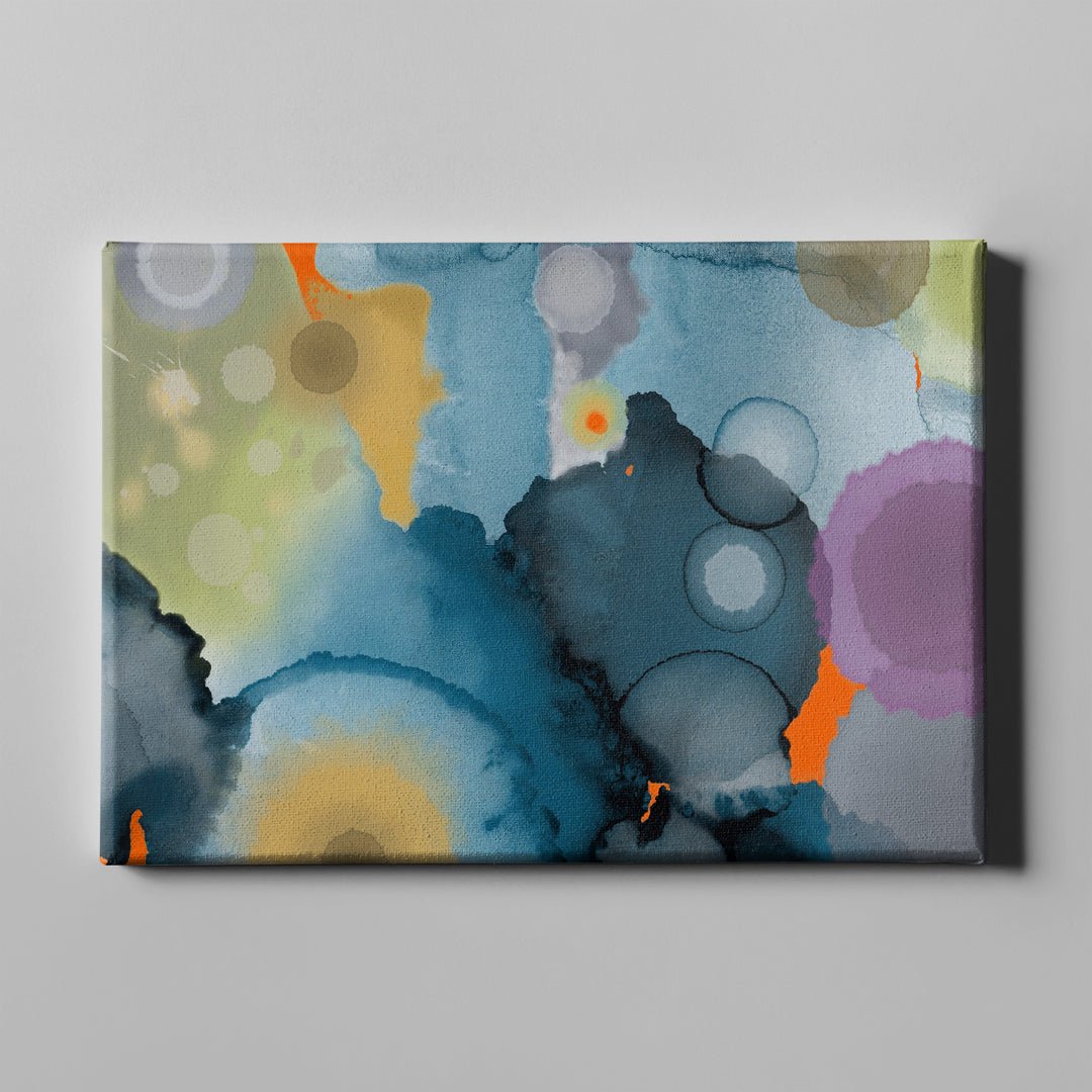 Aqua Gray Abstract Paint Drops - Unlimited Art Project -