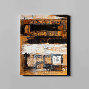 brown and white urban abstract on canvas