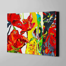 Load image into Gallery viewer, red colorful abstract roses on canvas
