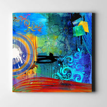 Load image into Gallery viewer, blue and red abstract art on canvas
