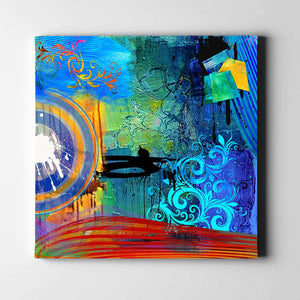 blue and red abstract art on canvas