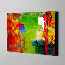 Load image into Gallery viewer, red floral pattern on a green background abstract art on canvas
