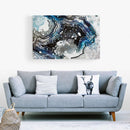 blue white and black abstract gem art on canvas