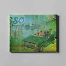 green convertible retro art on canvas