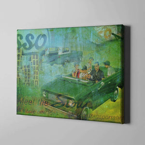 green convertible retro art on canvas