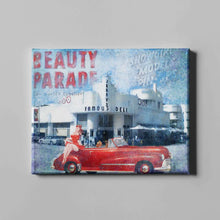 Load image into Gallery viewer, retro red car art on canvas
