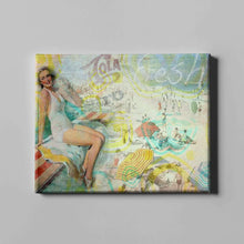 Load image into Gallery viewer, sunny day at the beach retro art on canvas

