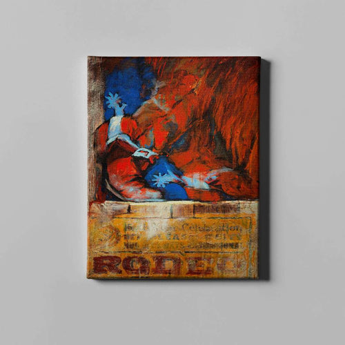 red cowboy boots art on canvas