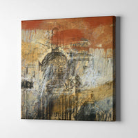 orange and yellow church giclee print 