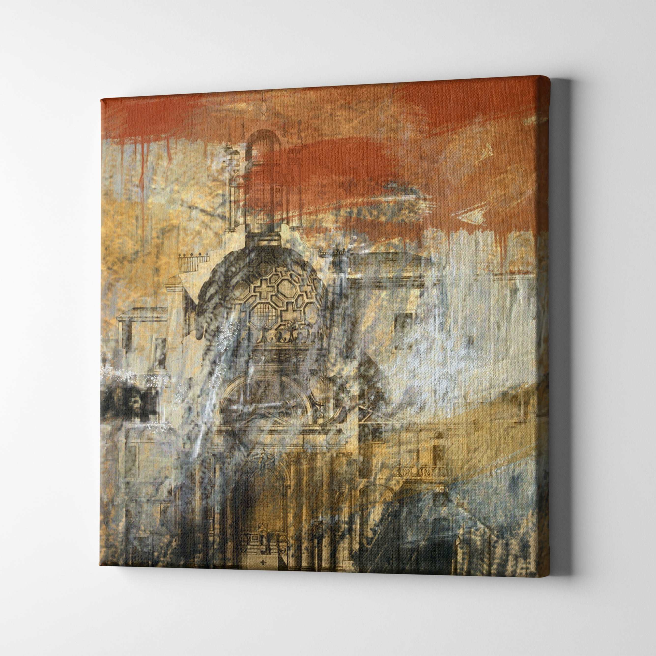 orange and yellow church giclee print 