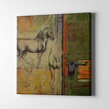 Load image into Gallery viewer, horse and green door art on canvas
