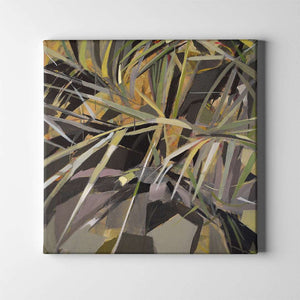 green tropical leaves art on canvas