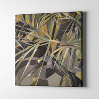 green tropical leaves art on canvas