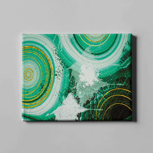 green and white circle pattern abstract on canvas