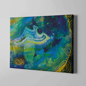 blue and green gem abstract art on canvas