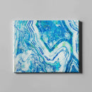 aqua blue white gemstone art on canvas