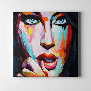 beautiful womens face with paint figurative art on canvas