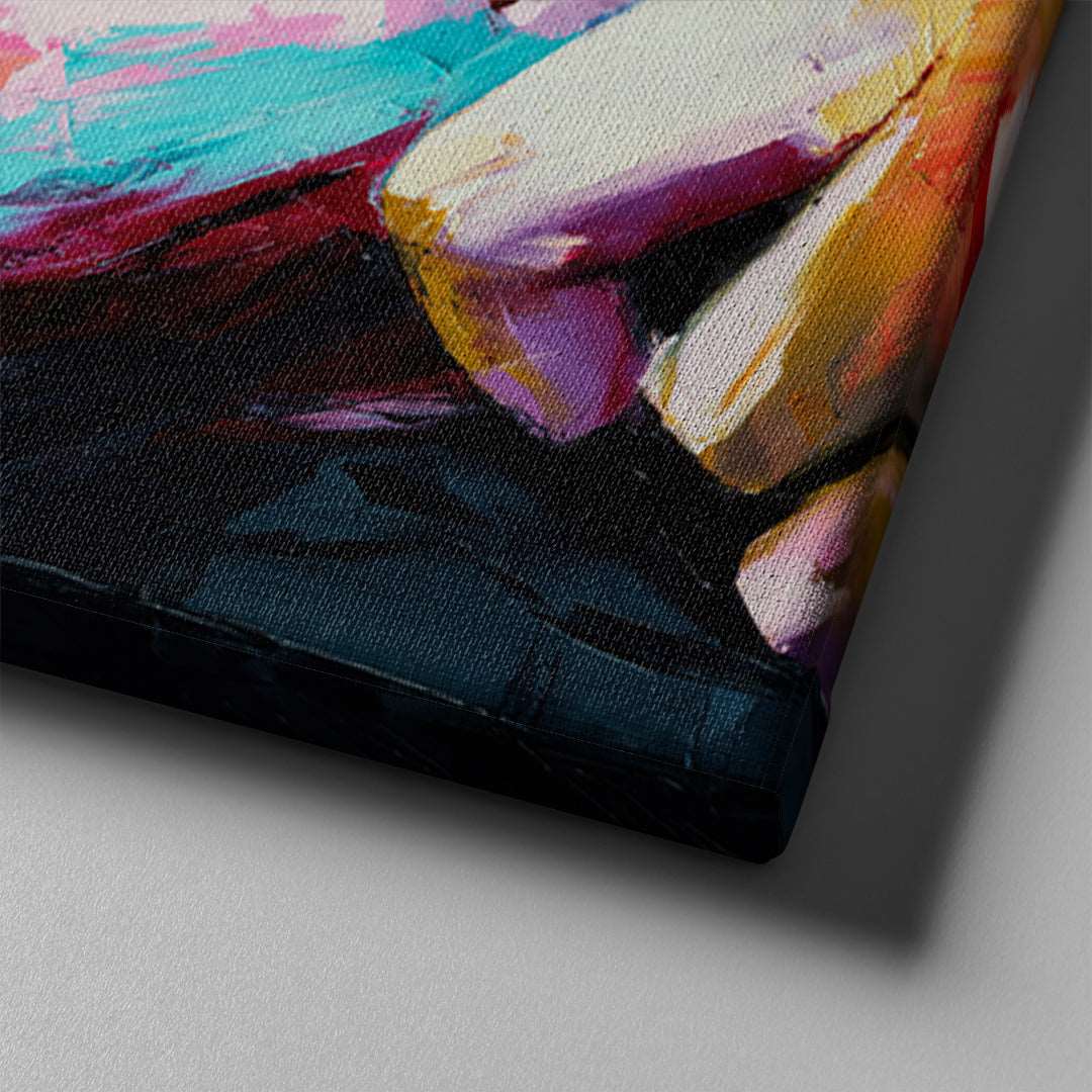 beautiful womens face with paint figurative art on canvas