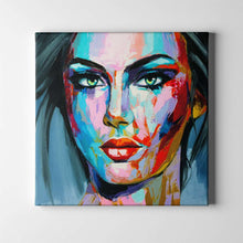 Load image into Gallery viewer, blue and red beautiful woman face modern art on canvas
