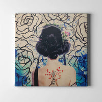 cherry blossom tattoo geisha art on canvas