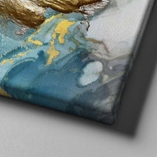 Load image into Gallery viewer, blue silver and gold abstract art on canvas
