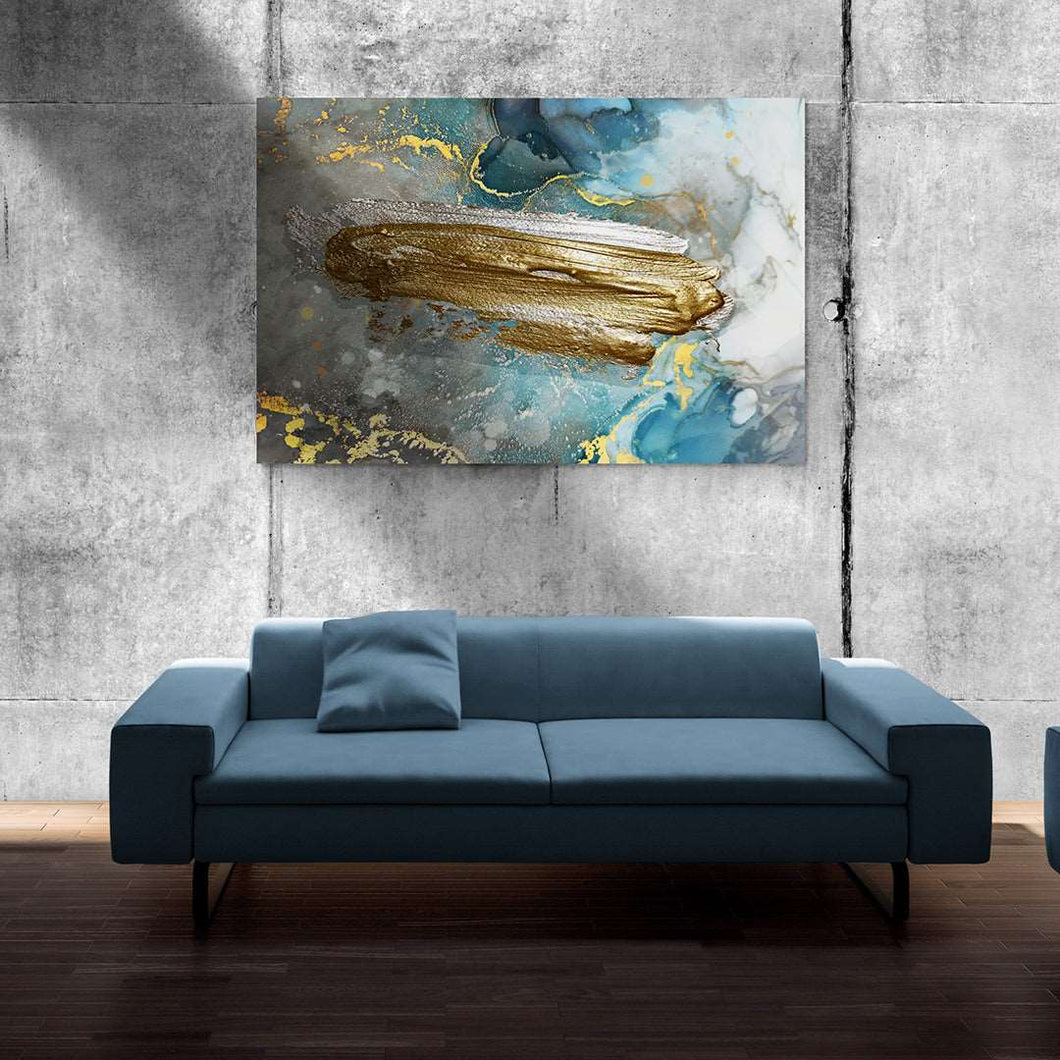 blue silver and gold abstract art on canvas